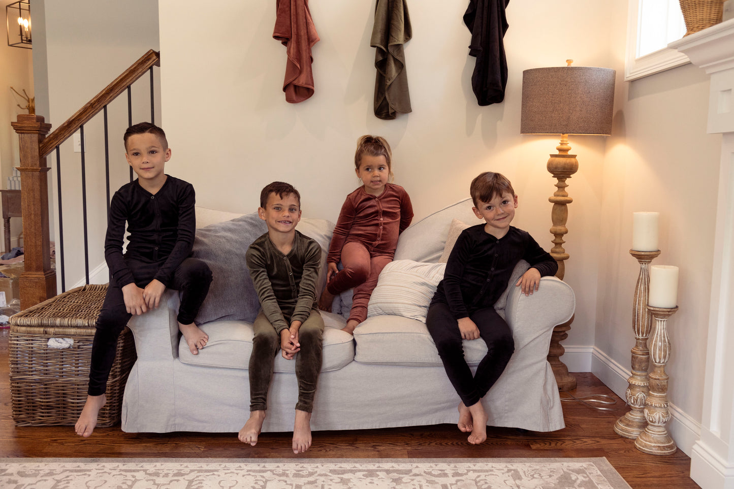 Black velour button Pajamas