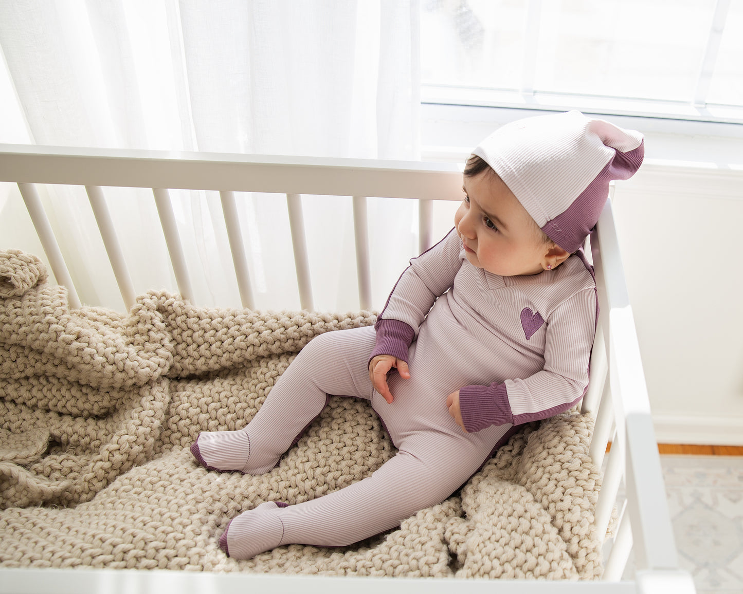 Lavender Ribbed Heart Stretchie