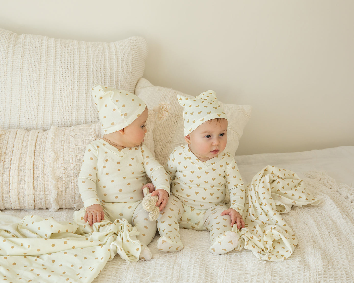 Gold Heart Layette Set Girl