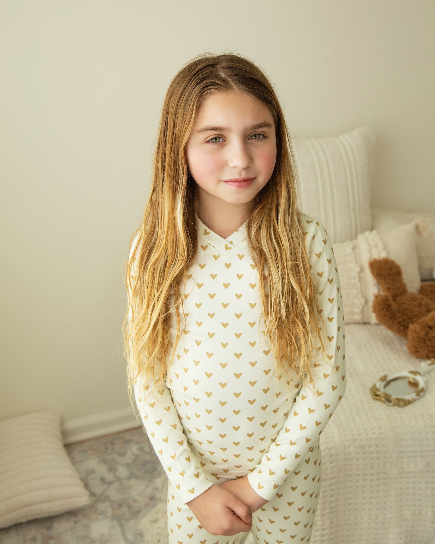 Gold hearts pajamas