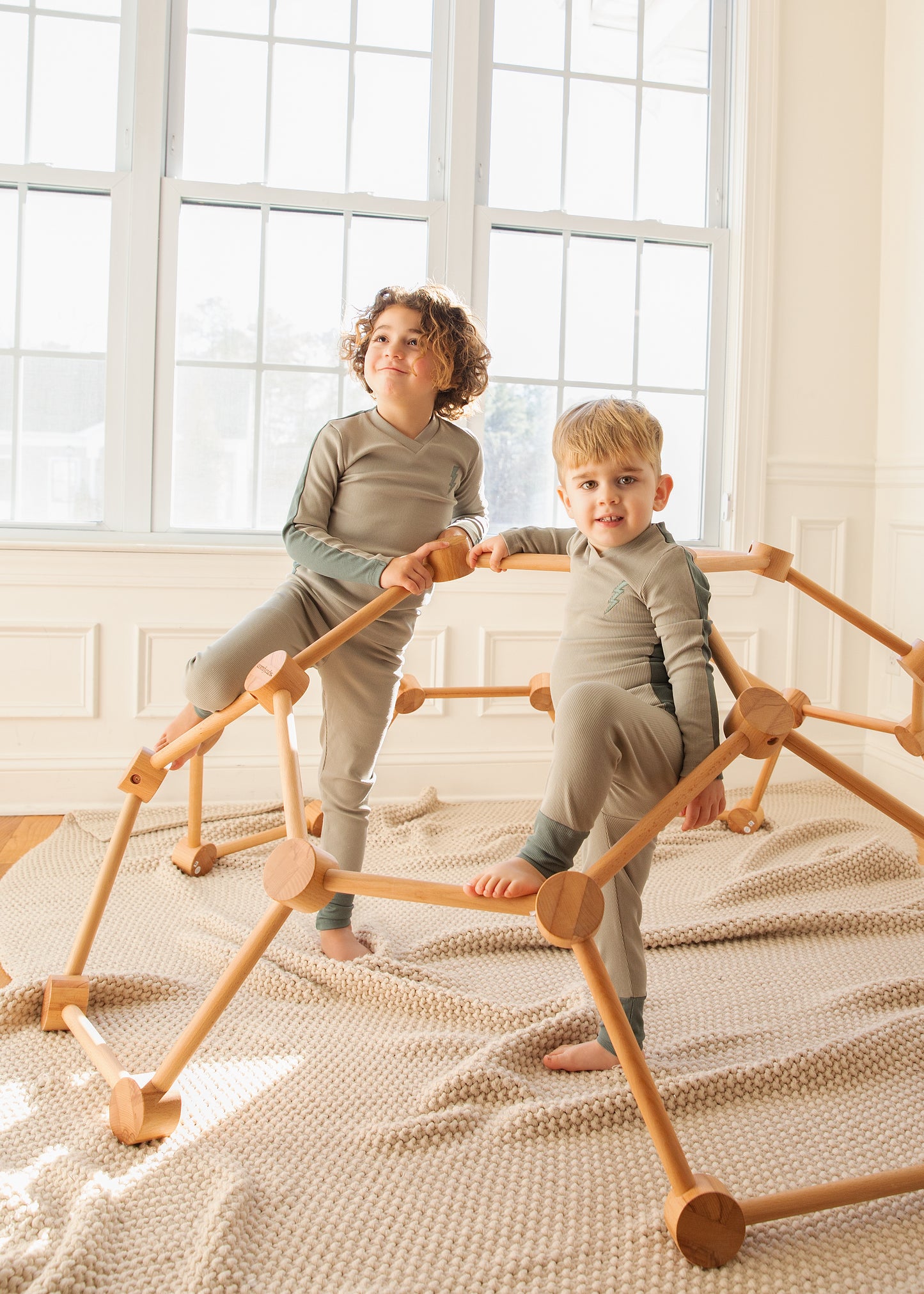 Sage Green Ribbed Lightning pajamas