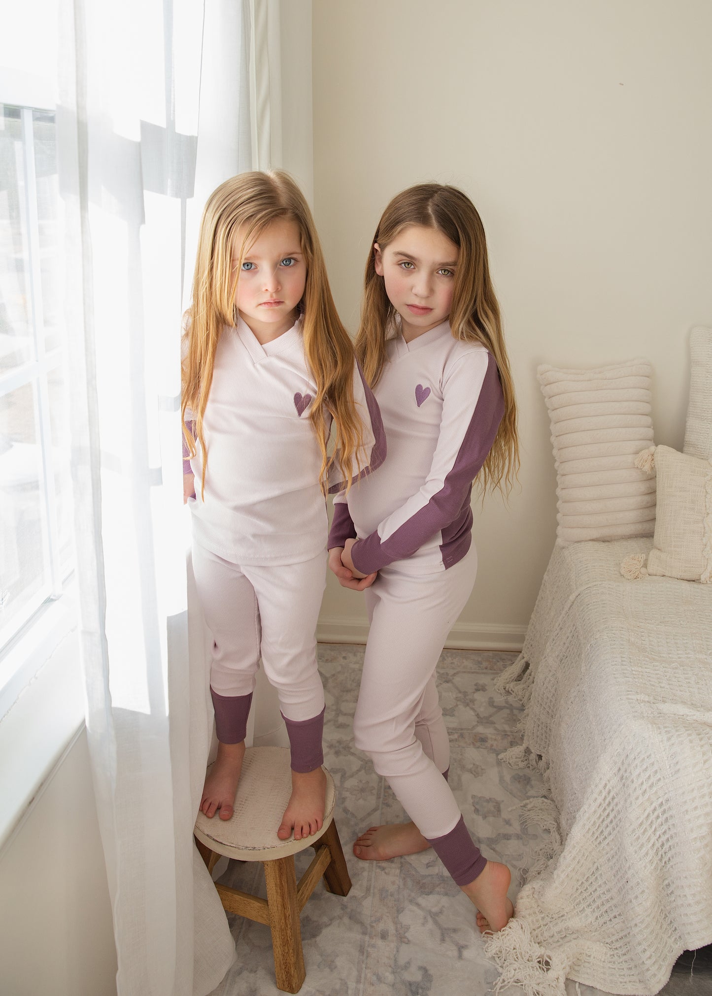 Lavender Ribbed heart pajamas
