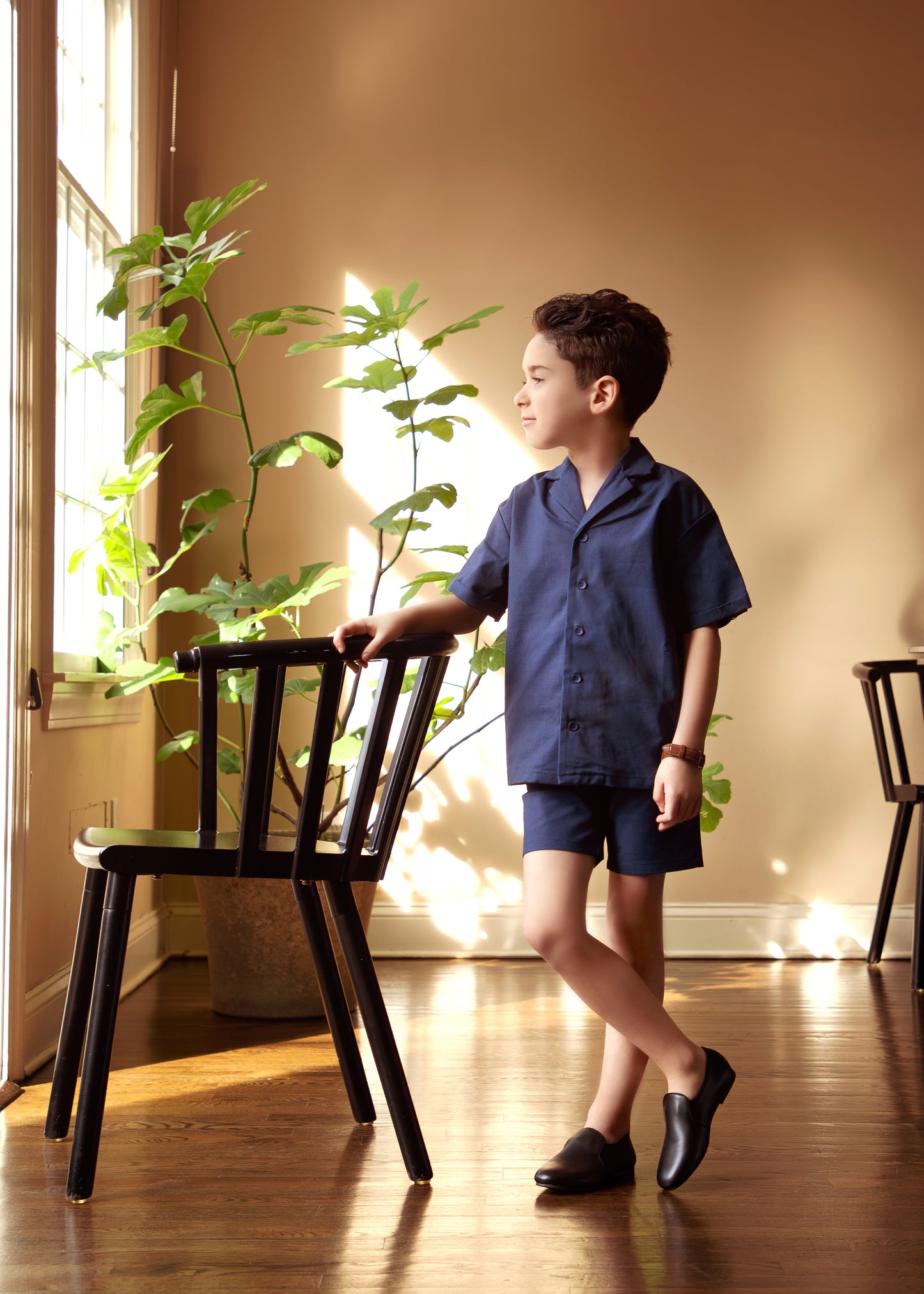Rich Navy Blue Linen Shorts