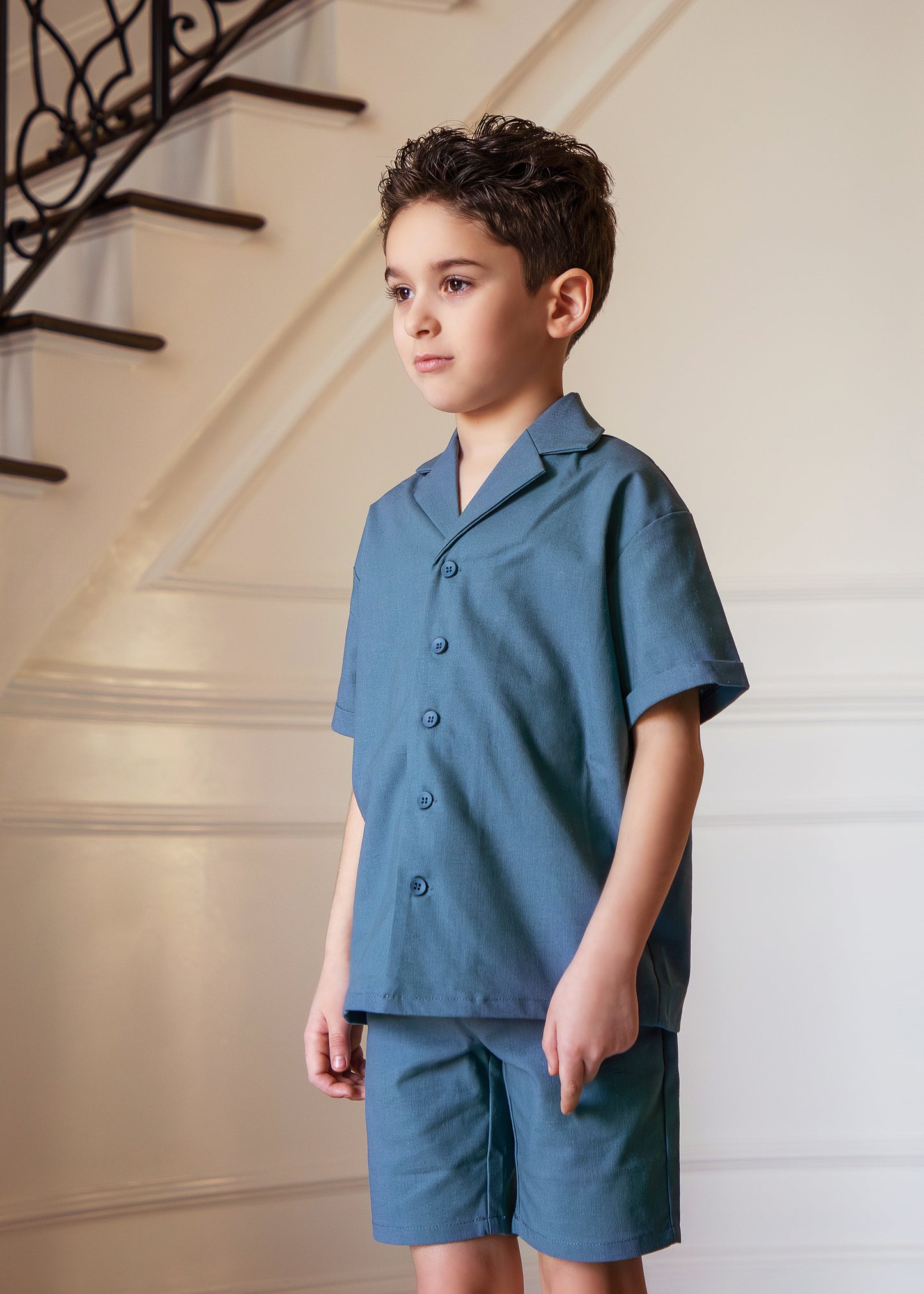 Green Linen Shorts