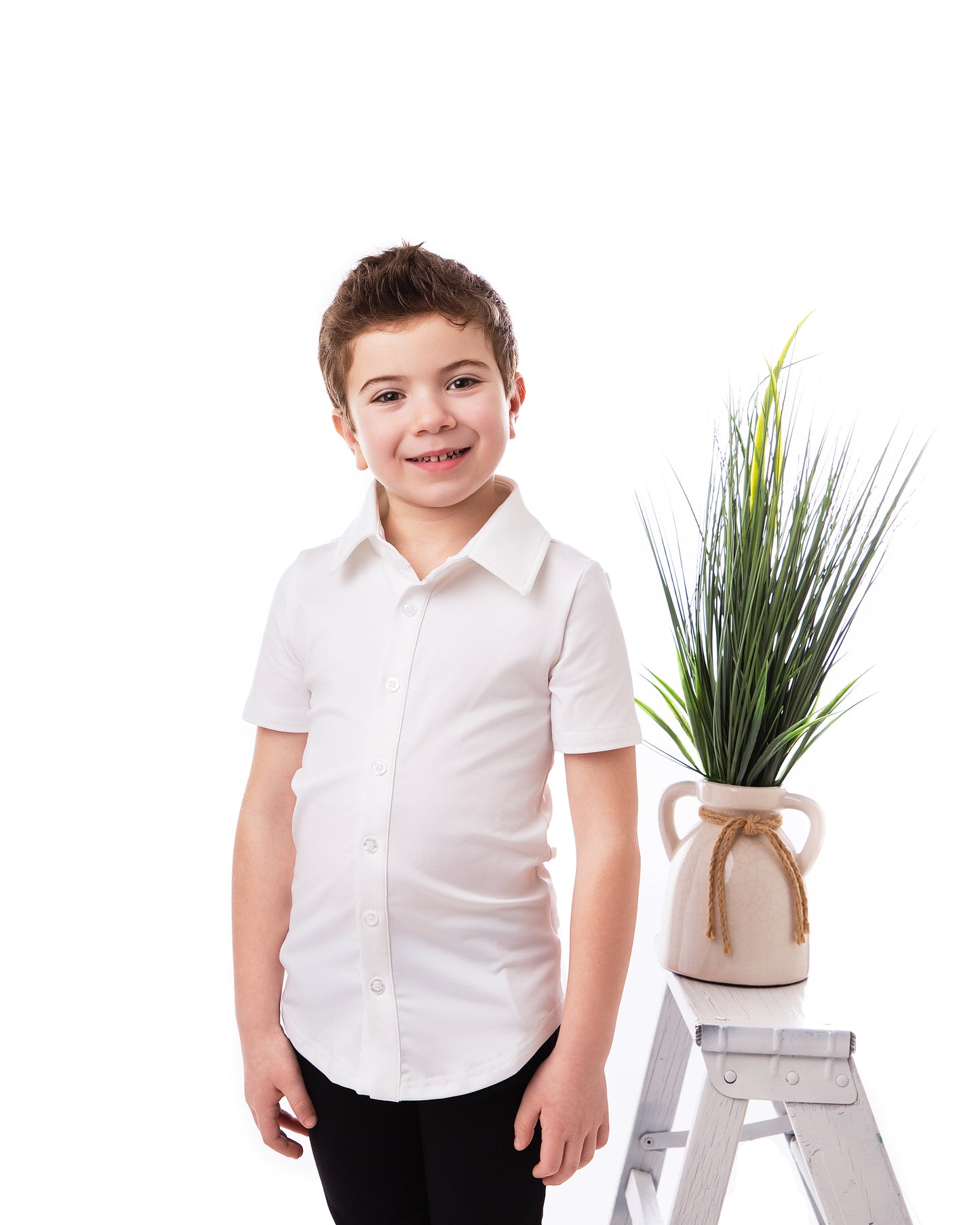 White Stretch Shirt Short Sleeve