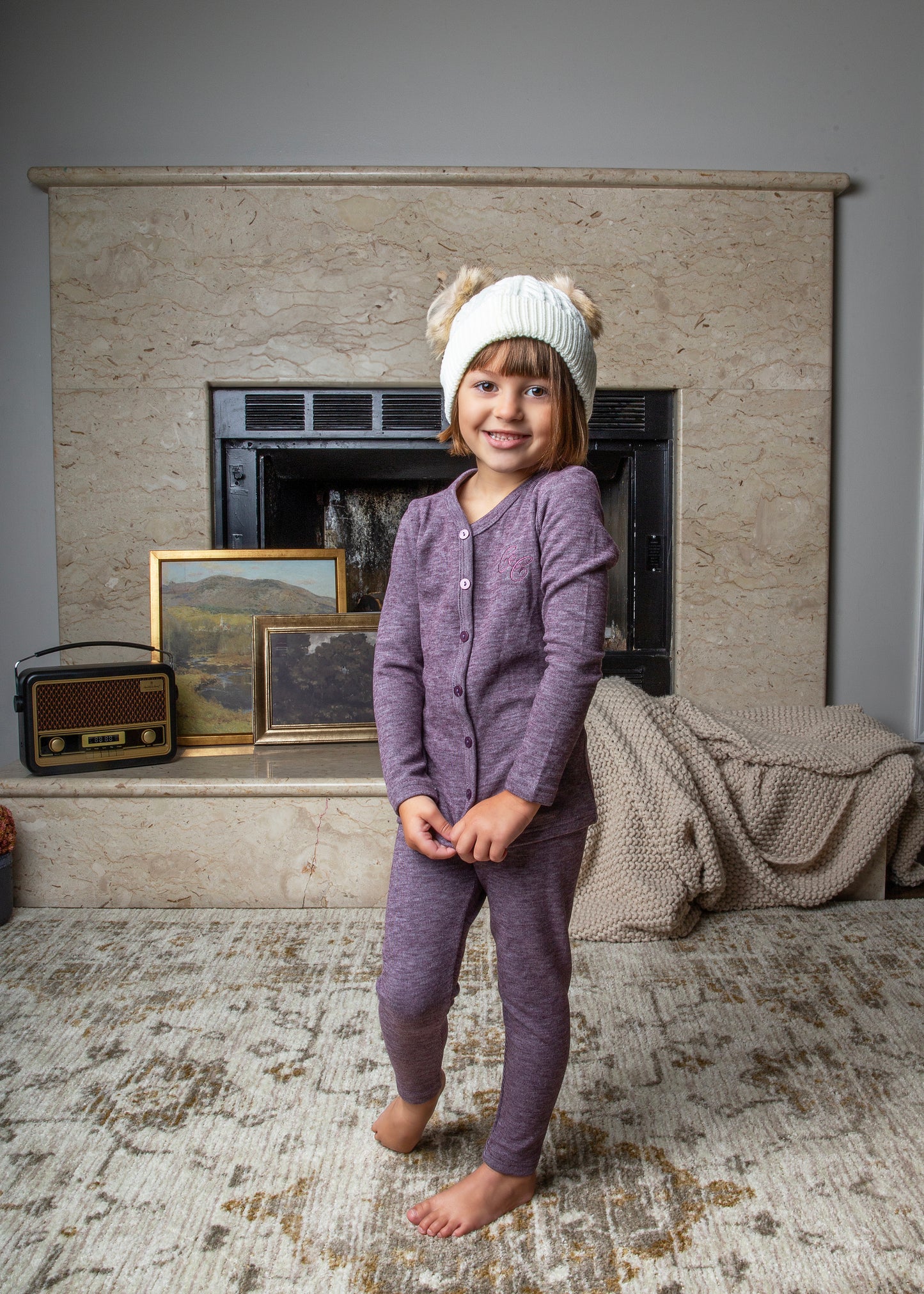 Purple stressed button down Pajamas
