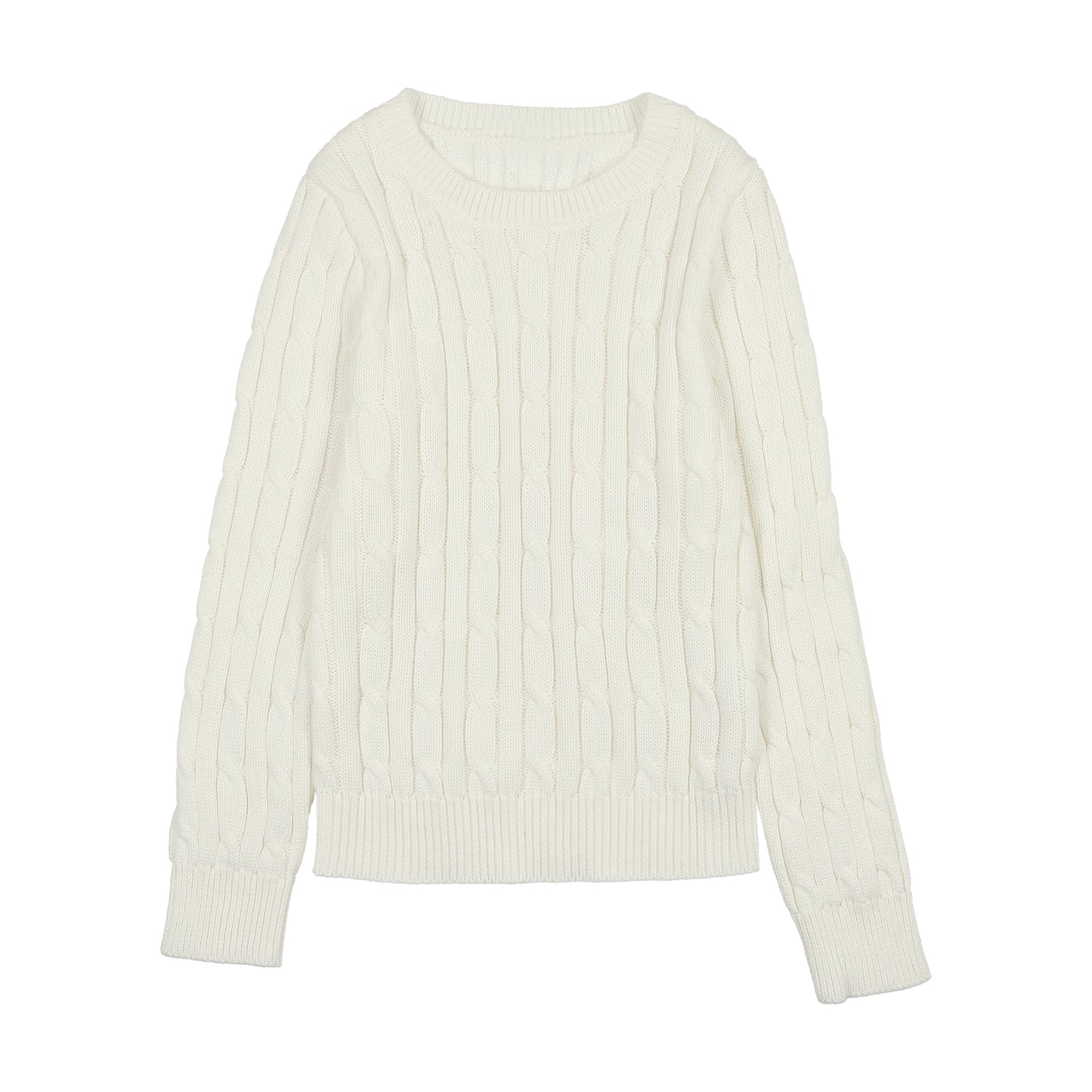 White cable knit sweater