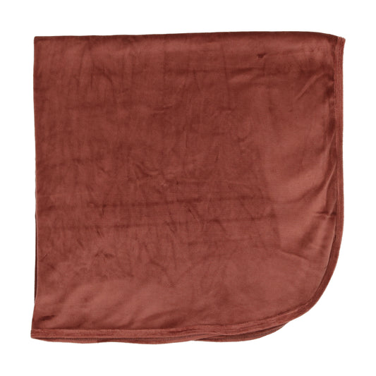 Rust Velour Button Blanket