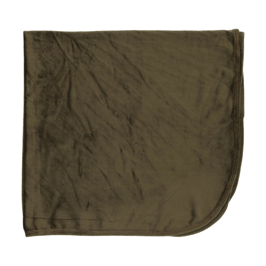 Olive Velour Button Blanket