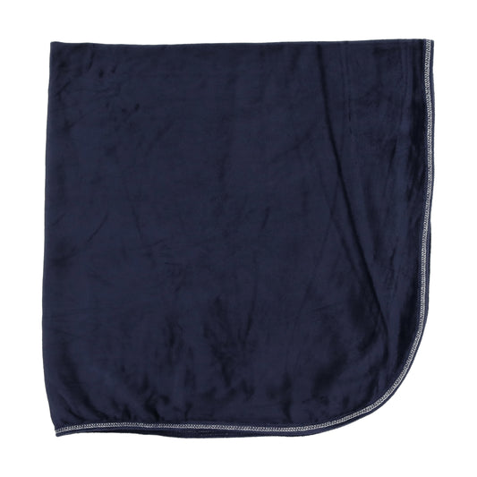 Navy Velour Stitched Blanket