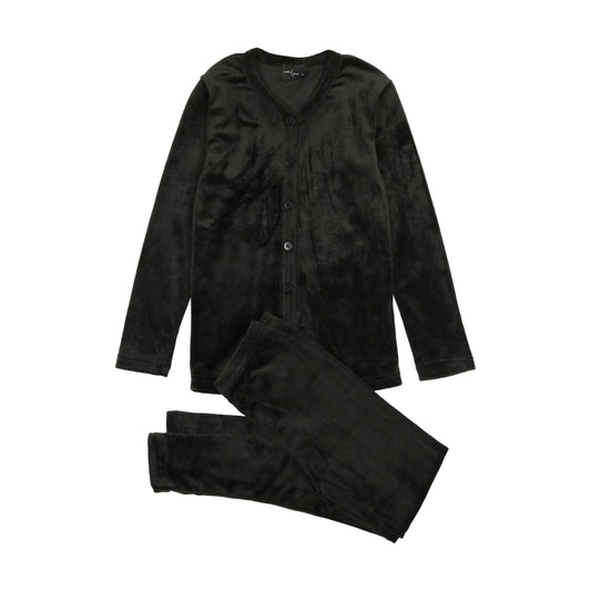 Black velour button Pajamas