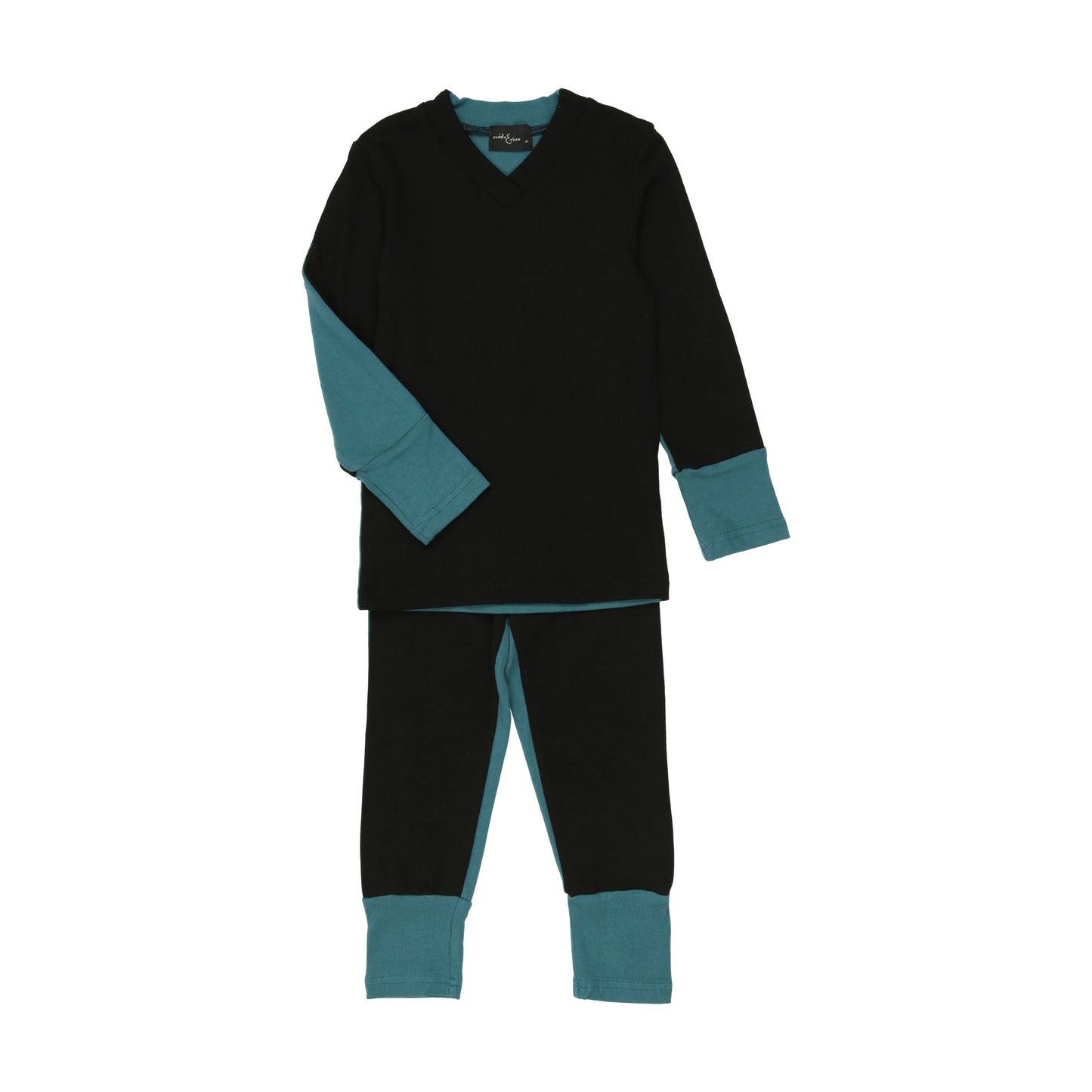 Black/teal V neck Pajamas