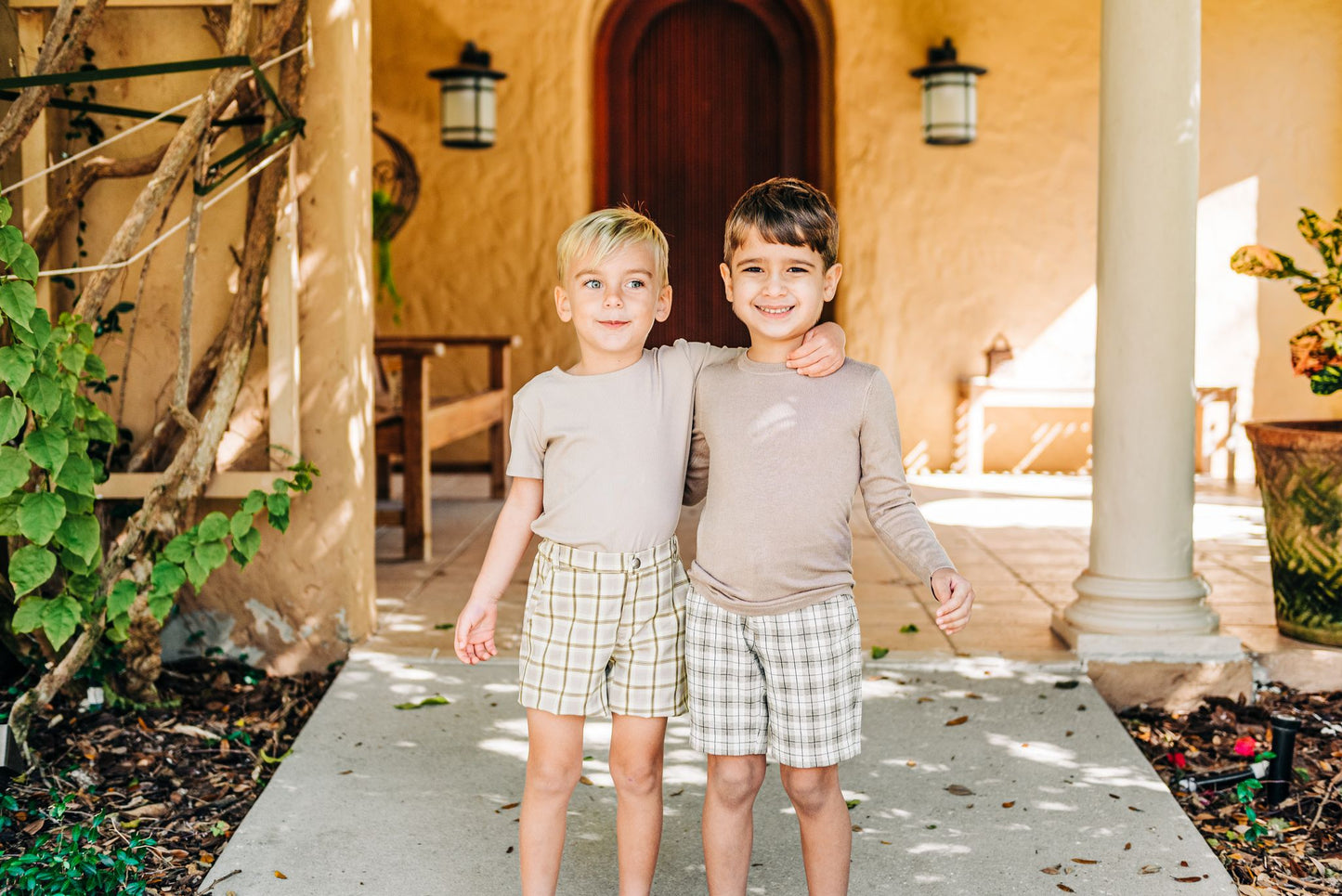 Taupe Plaid Shorts