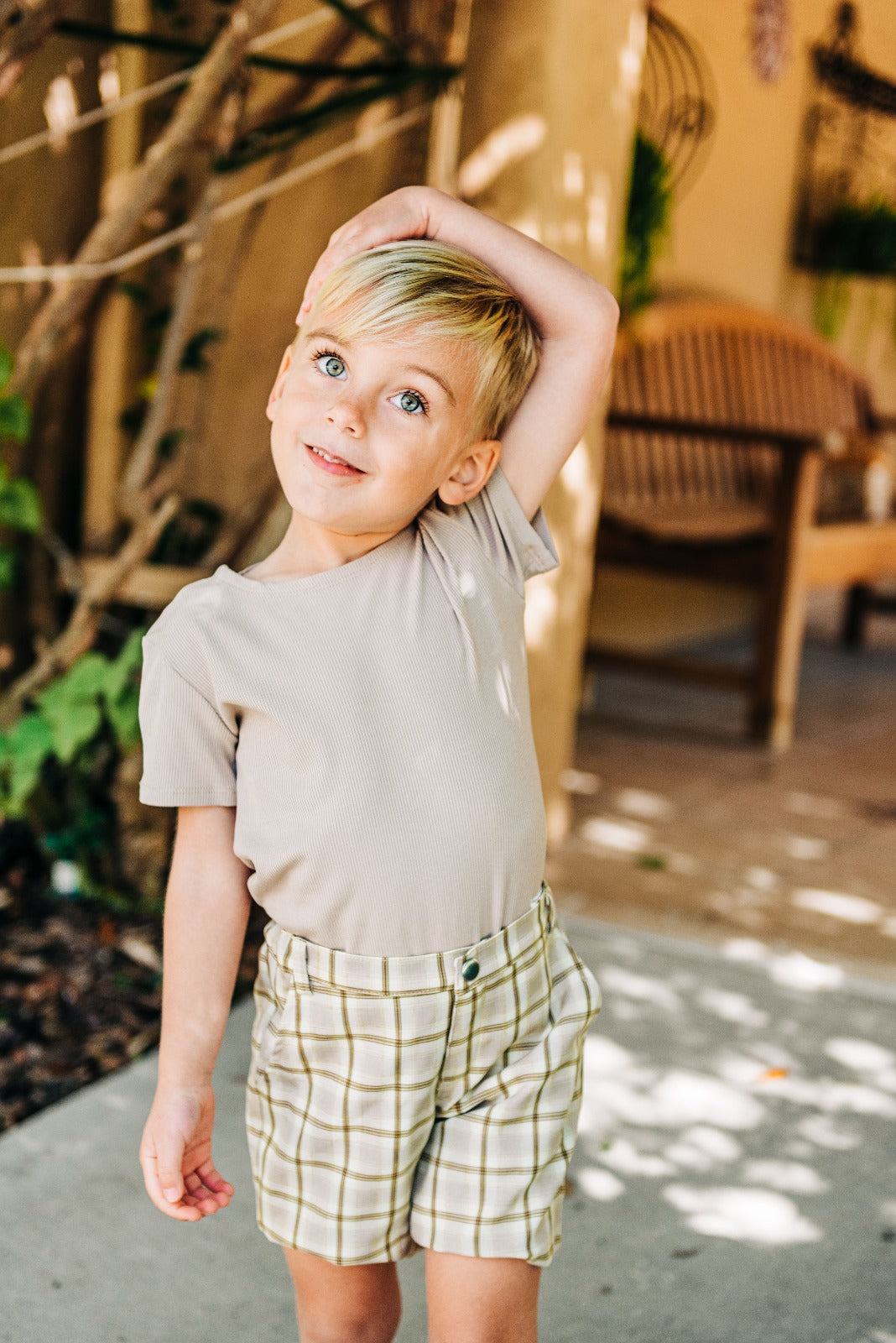 Taupe Plaid Shorts
