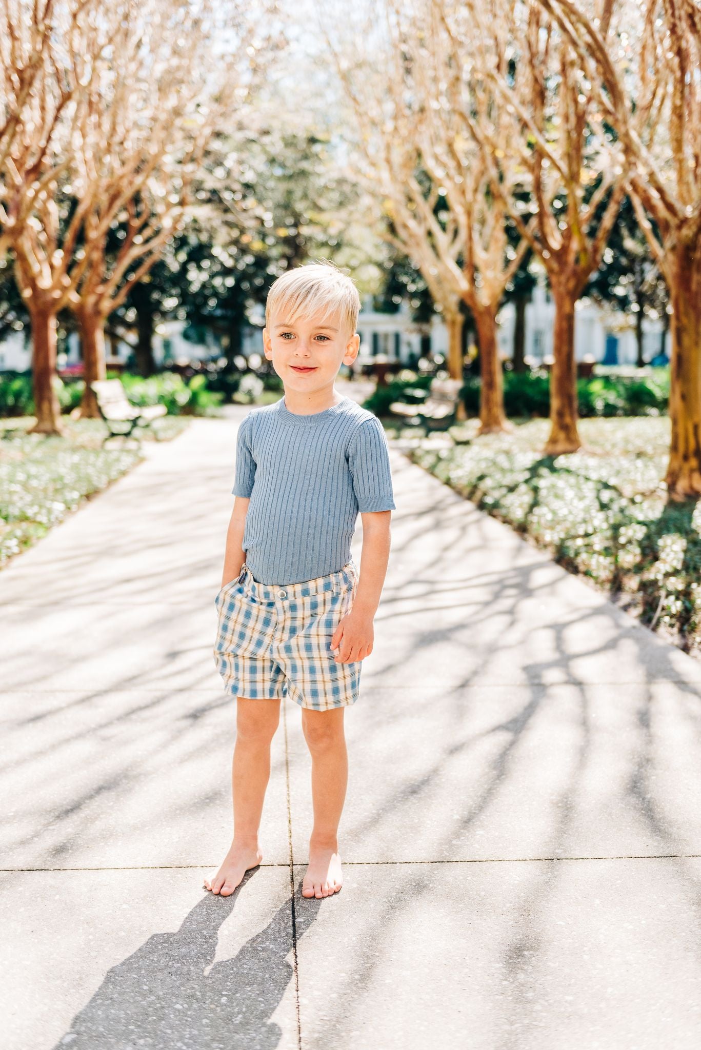 Indigo Plaid Shorts