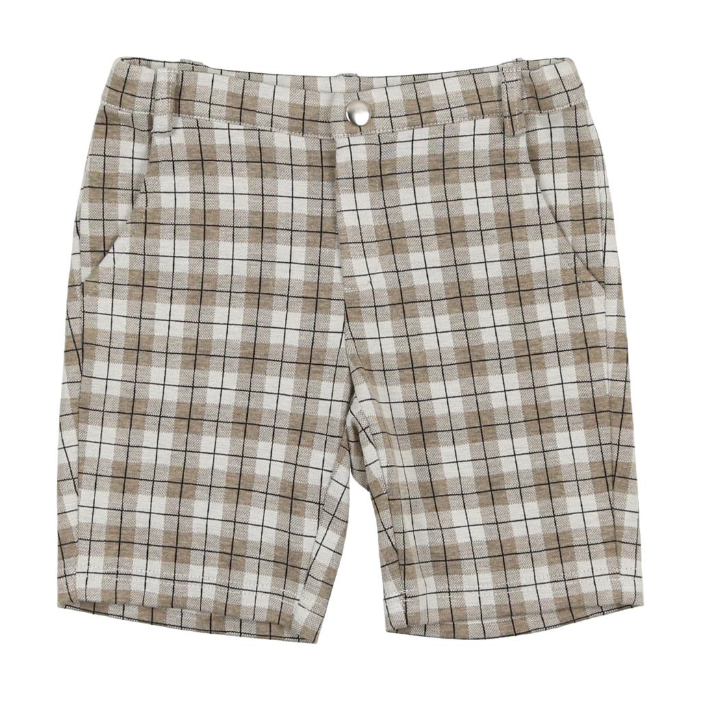 Tan Stretch Plaid Shorts