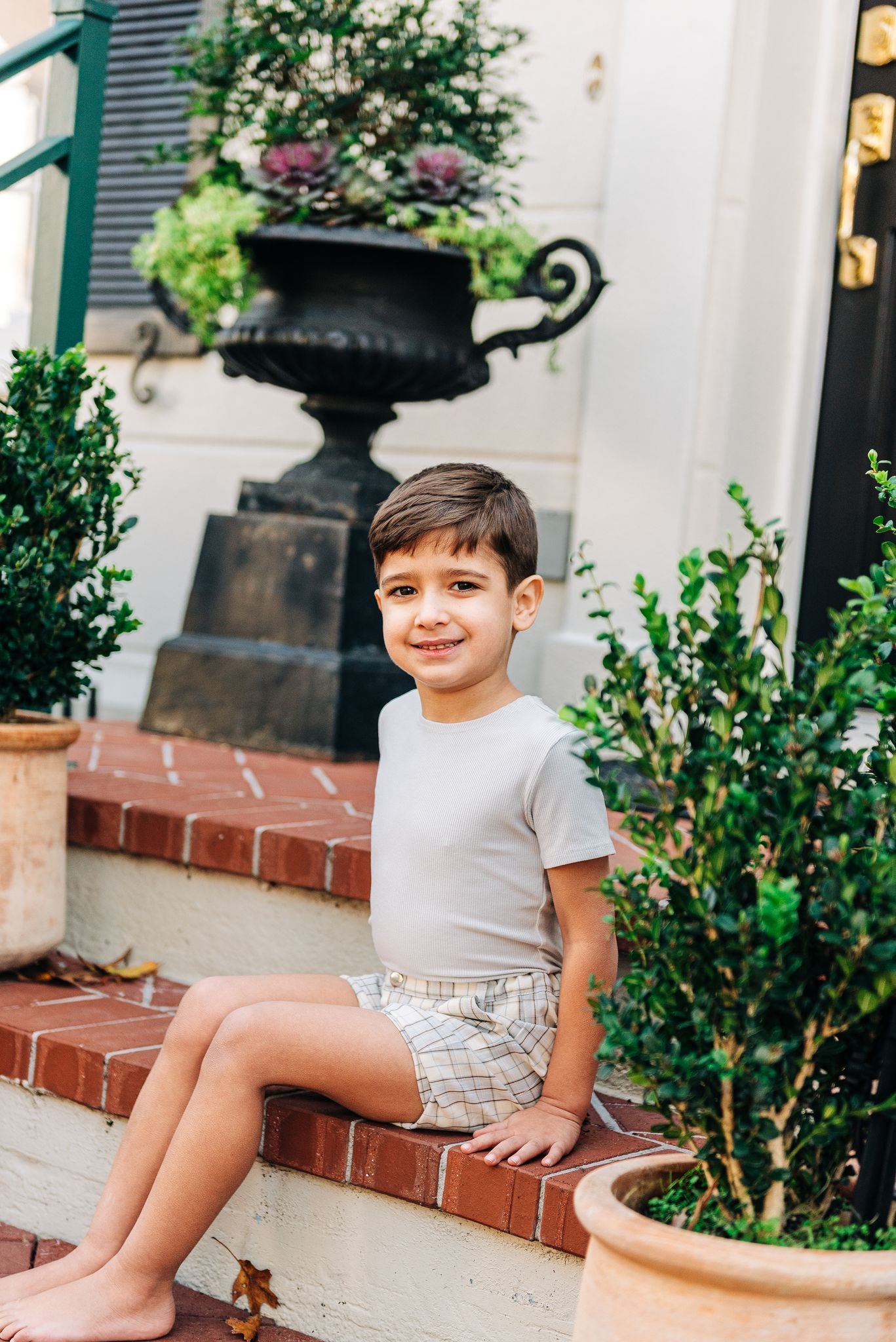 Light Blue Plaid Shorts