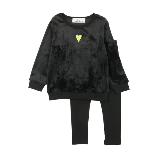 Neon heart velour baby set