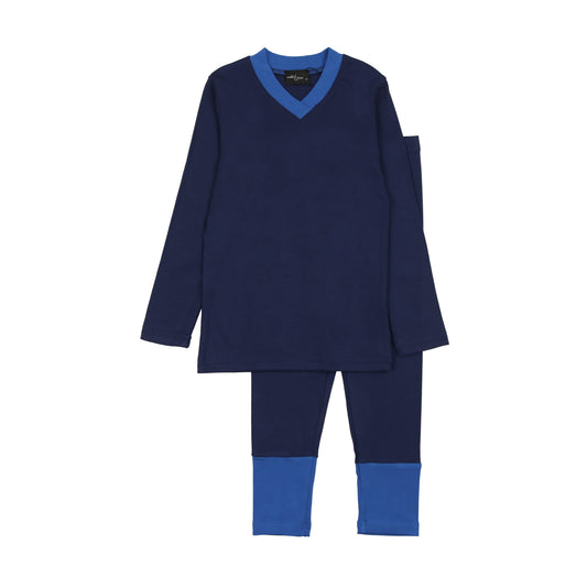 Royal Blue V Neck Pajamas