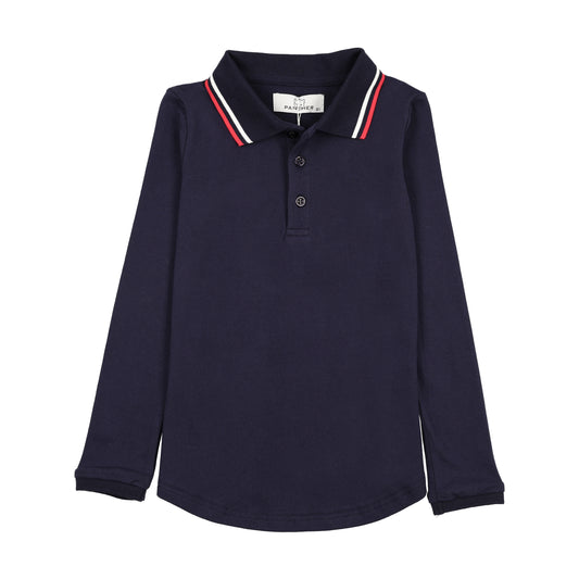Navy Polo Red/white stripe