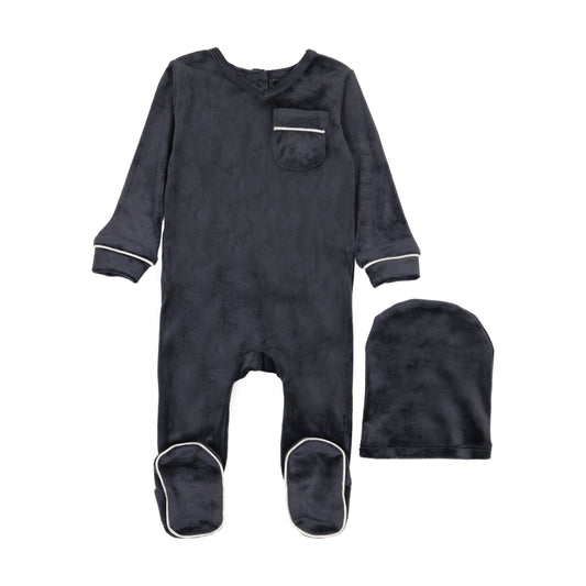 Navy velour stretchie