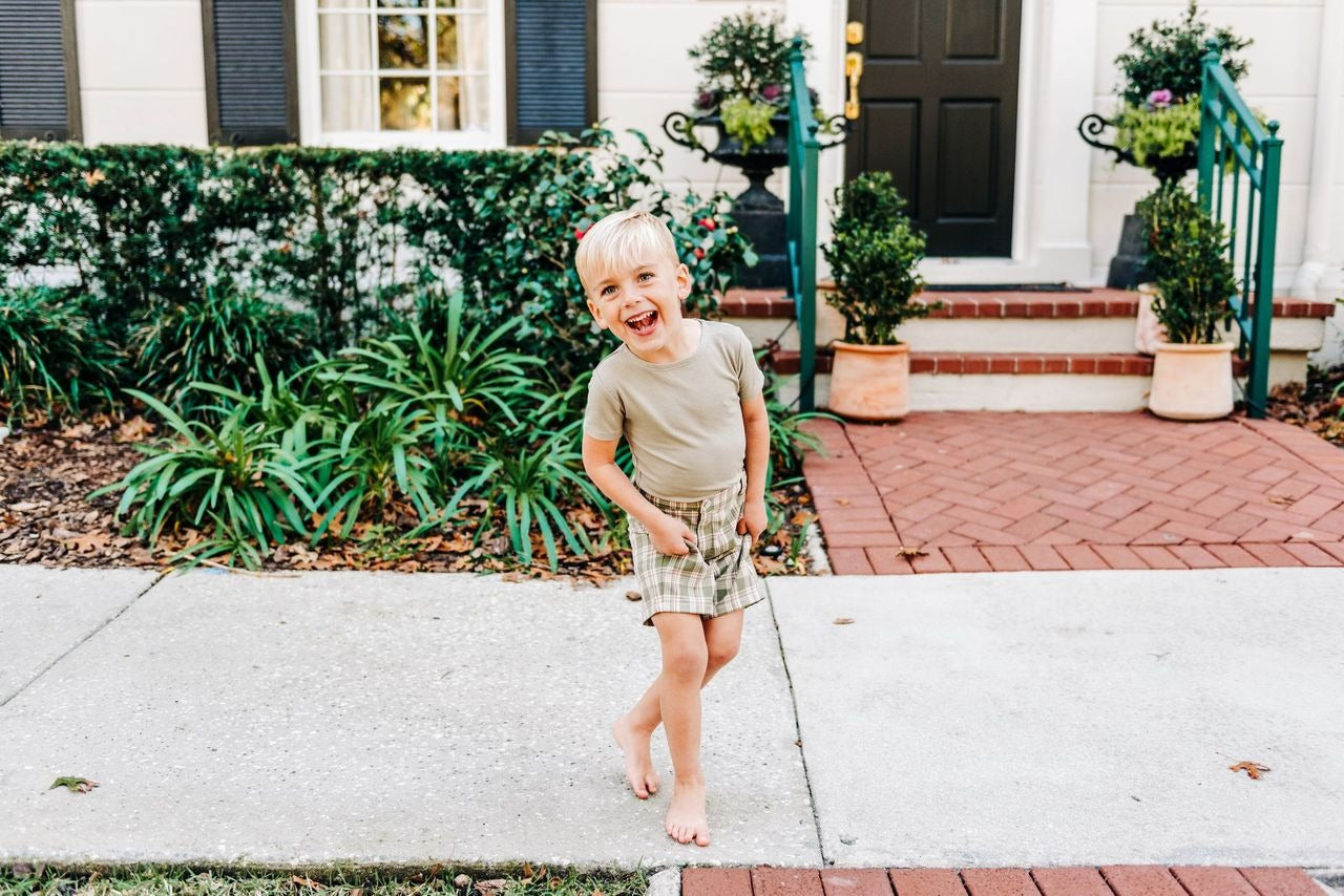 Olive Plaid Shorts